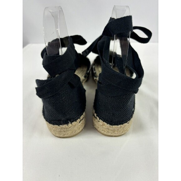 Castener Espadrilles Black Animal Leopard Print 39 Ankle Tie - Picture 3 of 6